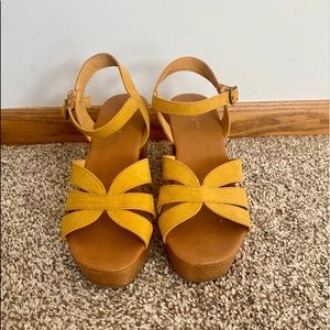 AE Yellow Wooden Block Heels